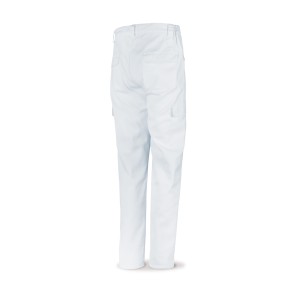 Pantalón blanco poliéster/algodón 200 g. Multibolsillos.