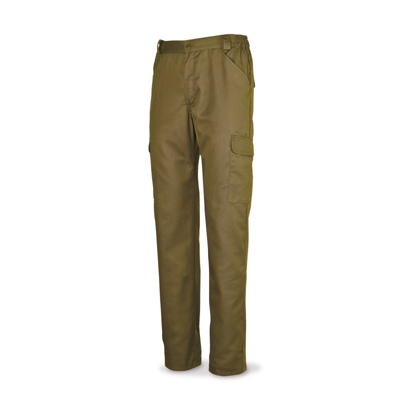 Pantalón beige poliéster/algodón 200 g. Multibolsillos.