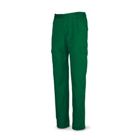 Pantalón verde poliéster/algodón 200 g. Multibolsillos.