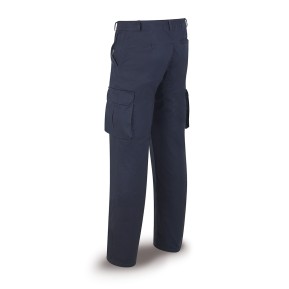 Pantalón MUJER azul marino algodón de 245 g. Multibolsillo