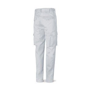 Pantalón blanco poliester/algodón de 245 g. Multibolsillo