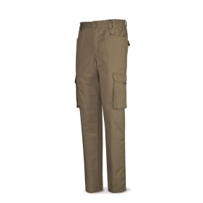 Pantalón beige poliester/algodón de 245 g. Multibolsillo