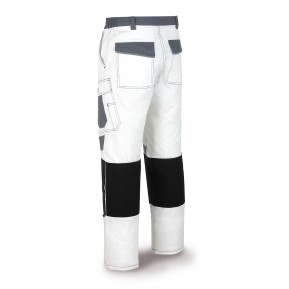 Pantalón CANVAS blanco/gris poliéster/algodón 245 g. Multibolsillos