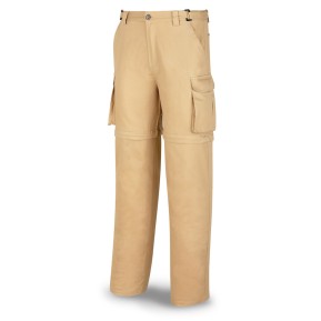 Pantalón DESMONTABLE beige algodón 200 gr. Multibolsillos