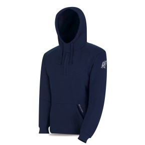 Sudadera azul marino poliéster/algodón con capucha. 280 gr.