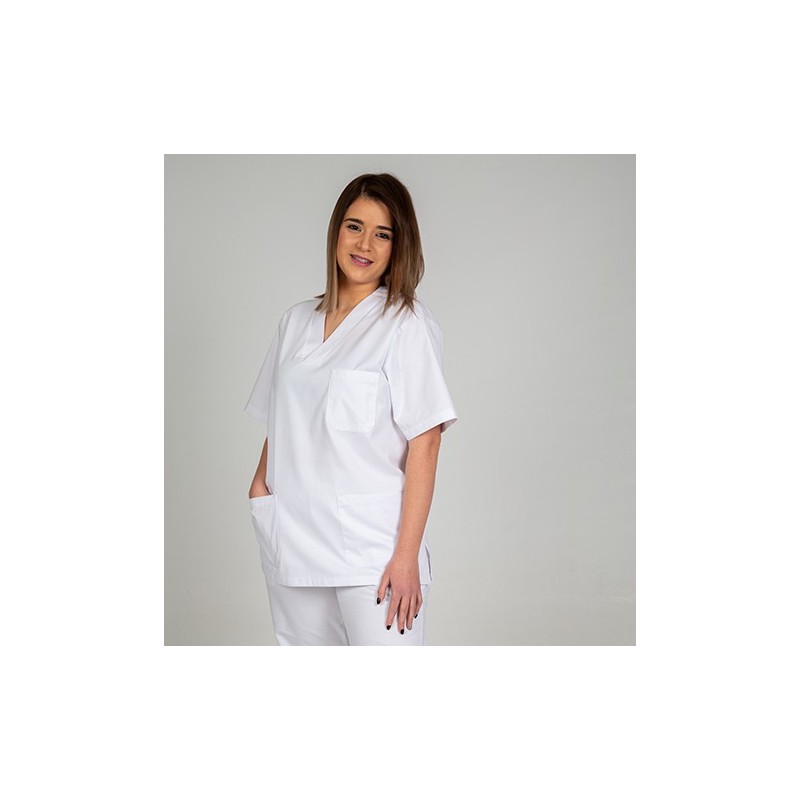 BLUSA SANITARIO UNISEX PICO SARGA BLANCA "REDLINE"