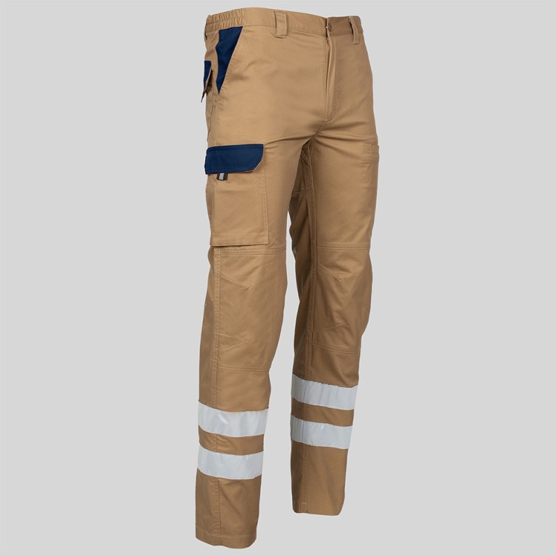 PANTALON UNISEX MULTIBOLSILLOS ELASTICO ARCE COMBI + 2 BANDAS REFLECT.