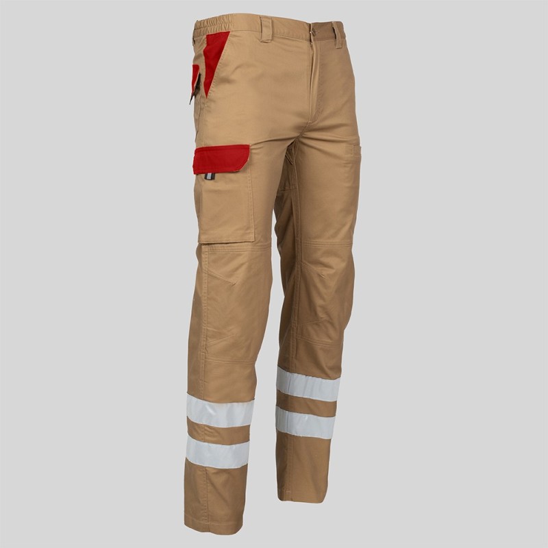 PANTALON UNISEX MULTIBOLSILLOS ELASTICO ARCE COMBI + 2 BANDAS REFLECT.