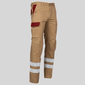 PANTALON UNISEX MULTIBOLSILLOS ELASTICO ARCE COMBI + 2 BANDAS REFLECT.