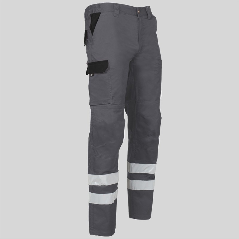 PANTALON UNISEX MULTIBOLSILLOS ELASTICO ARCE COMBI + 2 BANDAS REFLECT.