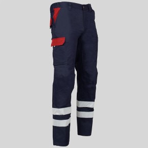 PANTALON UNISEX MULTIBOLSILLOS ELASTICO ARCE COMBI + 2 BANDAS REFLECT.