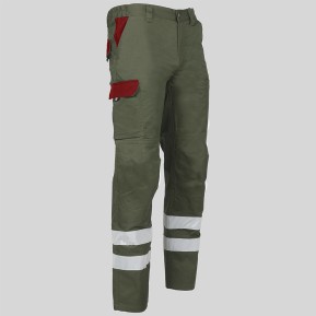 PANTALON UNISEX MULTIBOLSILLOS ELASTICO ARCE COMBI + 2 BANDAS REFLECT.