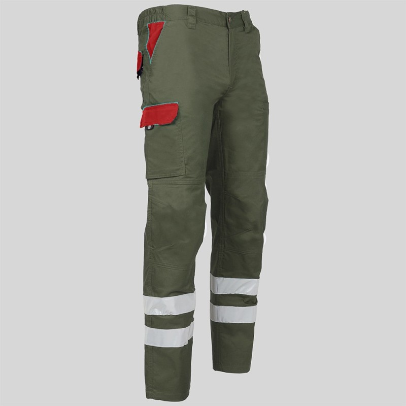 PANTALON UNISEX MULTIBOLSILLOS ELASTICO ARCE COMBI + 2 BANDAS REFLECT.