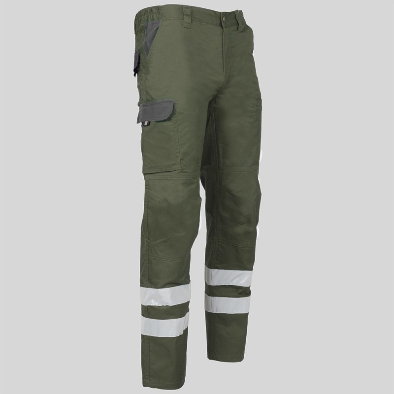 PANTALON UNISEX MULTIBOLSILLOS ELASTICO ARCE COMBI + 2 BANDAS REFLECT.