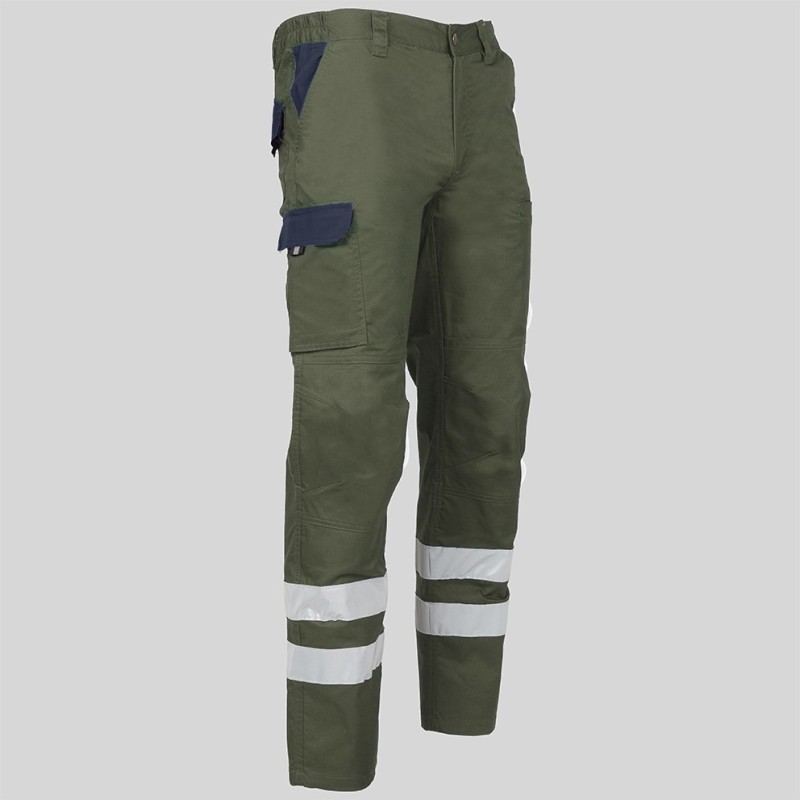 PANTALON UNISEX MULTIBOLSILLOS ELASTICO ARCE COMBI + 2 BANDAS REFLECT.