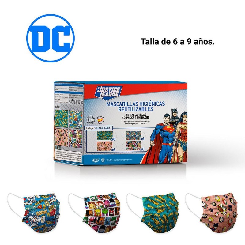 DISPLAY MASCARILLAS INFANTILES DC COMICS 24 UDS.