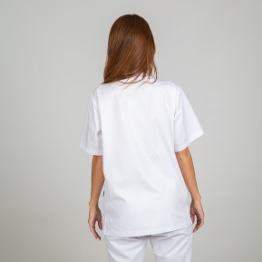 BLUSA SANITARIO UNISEX ABOTONADO BLANCA