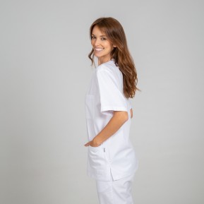 BLUSA SANITARIO UNISEX ABOTONADO BLANCA