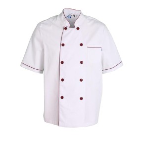 CHAQUETA COCINA UNISEX M/C BLANCA VIVO COLOR