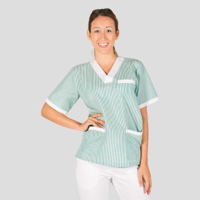 BLUSA SANITARIO UNISEX PICO VICHY COMBINADA